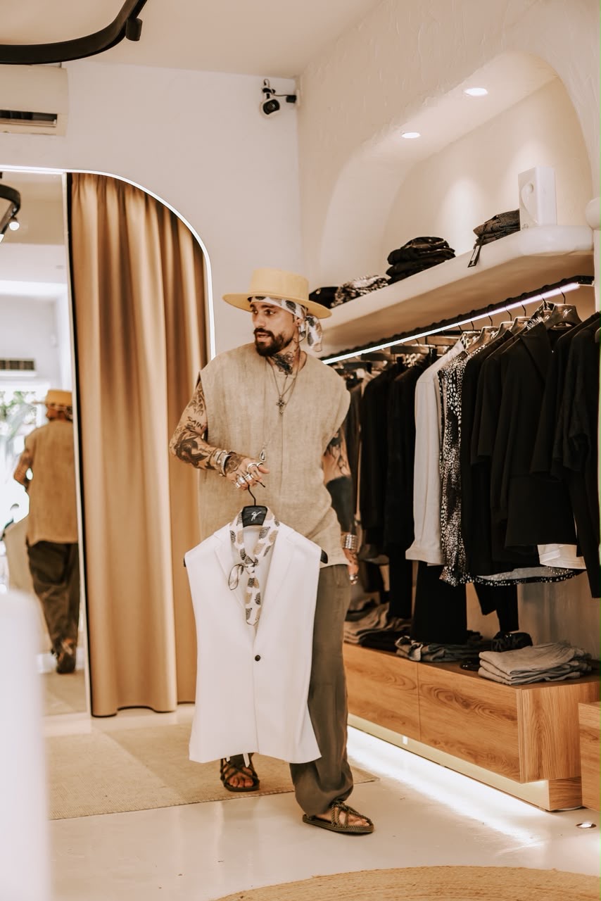 Designer inside the Mykonos boutique